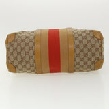 Gucci GG Canvas Sherry Line Hand Bag Beige Red Brown 0000846002113 rd2865