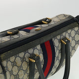 Gucci GG Canvas Sherry Line Boston Bag PVC Leather Gray Red Navy rd3671