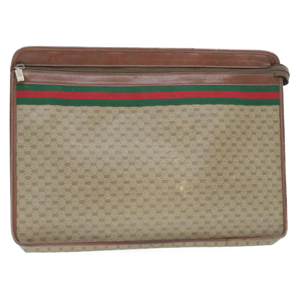 Gucci Web Sherry Line Micro GG Canvas Clutch Bag Beige Red Green rd390