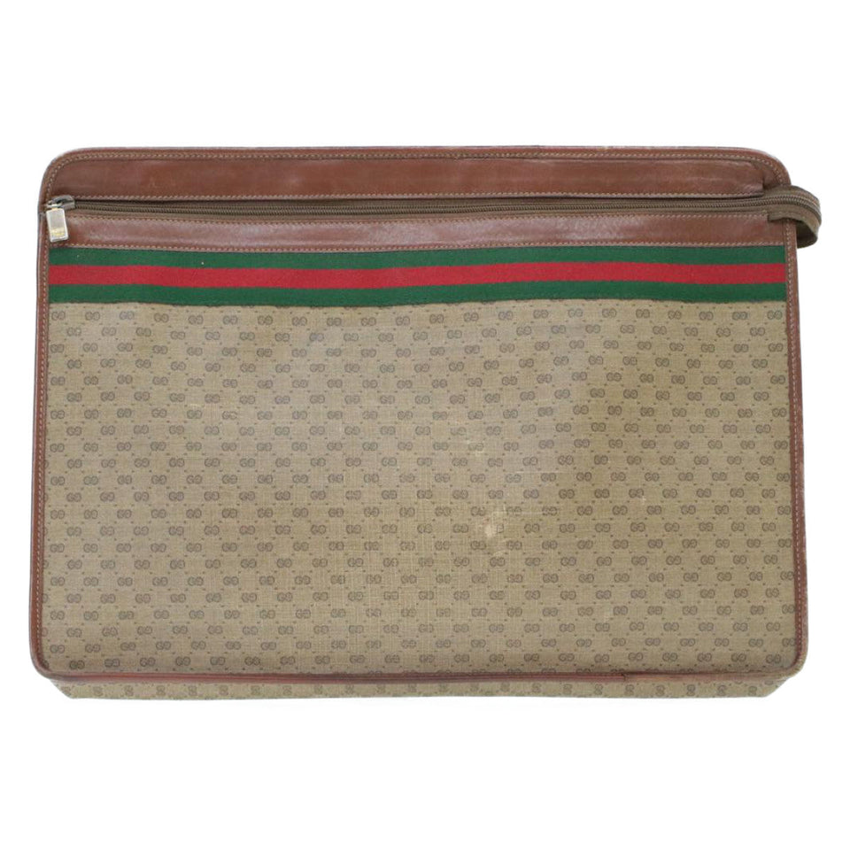 Gucci Web Sherry Line Micro GG Canvas Clutch Bag Beige Red Green rd390