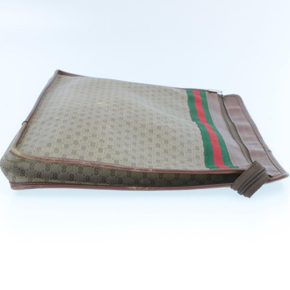 Gucci Web Sherry Line Micro GG Canvas Clutch Bag Beige Red Green rd390