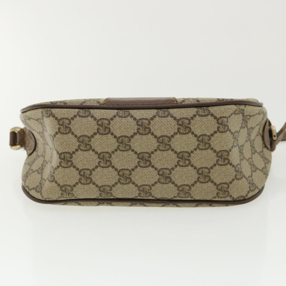 Gucci Web Sherry Line GG Canvas Shoulder Bag PVC Leather Beige Green rd3958
