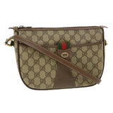 Gucci Web Sherry Line GG Canvas Shoulder Bag PVC Leather Beige Green rd3958