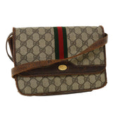 Gucci Web Sherry Line GG Canvas Shoulder Bag PVC Leather Beige Green rd3964