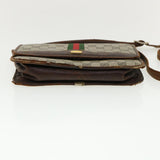 Gucci Web Sherry Line GG Canvas Shoulder Bag PVC Leather Beige Green rd3964
