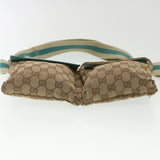 Gucci Sherry Line GG Canvas Waist Bag Beige Turquoise Blue 28566 rd4355