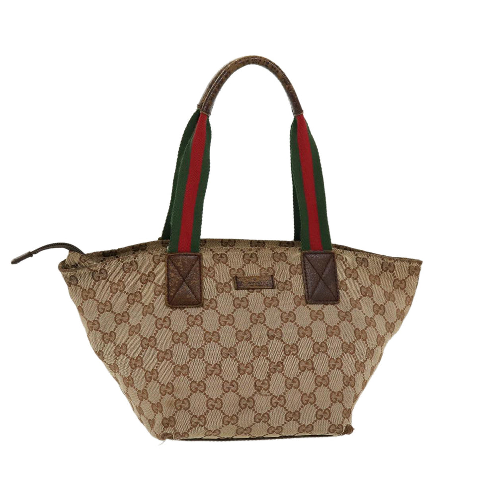 Gucci Web Sherry Line GG Canvas Hand Bag Beige Green Red 214397 rd4468
