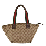Gucci Web Sherry Line GG Canvas Hand Bag Beige Green Red 214397 rd4468