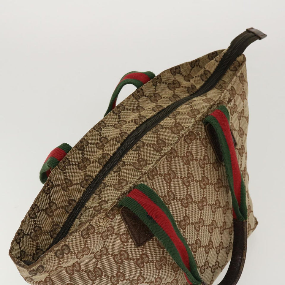 Gucci Web Sherry Line GG Canvas Hand Bag Beige Green Red 214397 rd4468