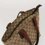 Gucci Web Sherry Line GG Canvas Hand Bag Beige Green Red 214397 rd4468
