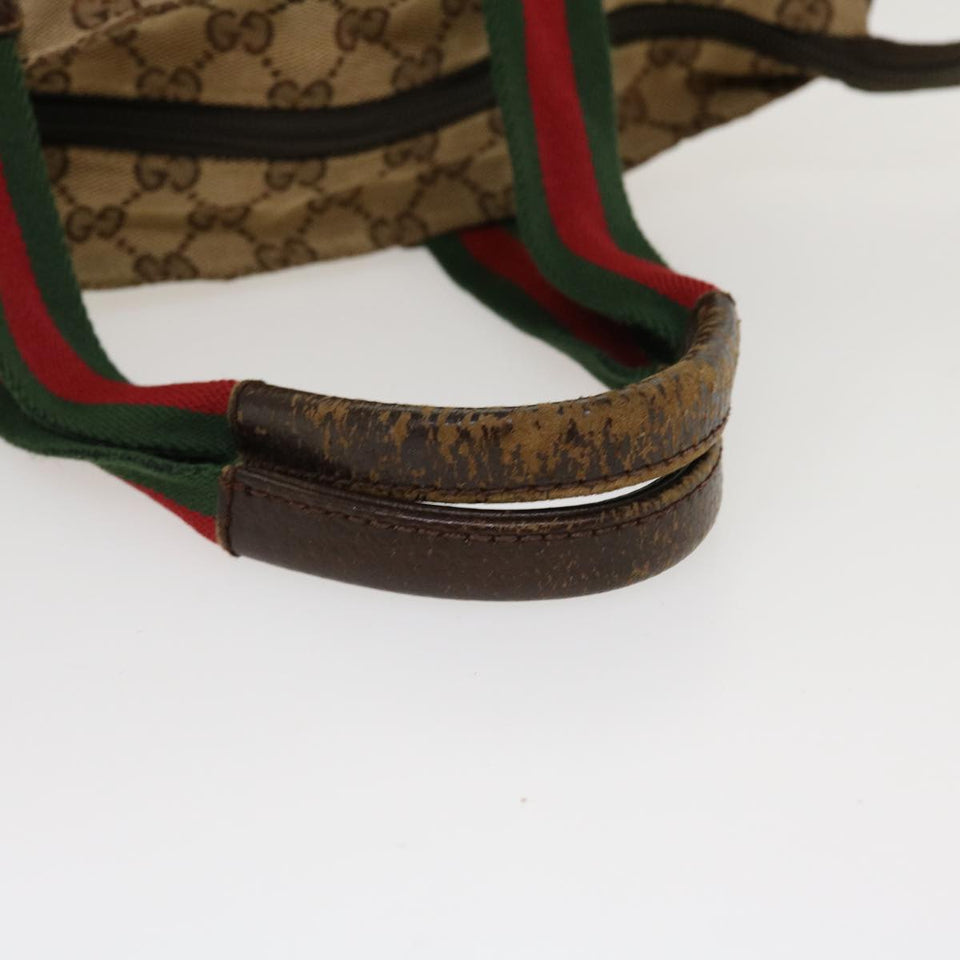 Gucci Web Sherry Line GG Canvas Hand Bag Beige Green Red 214397 rd4468