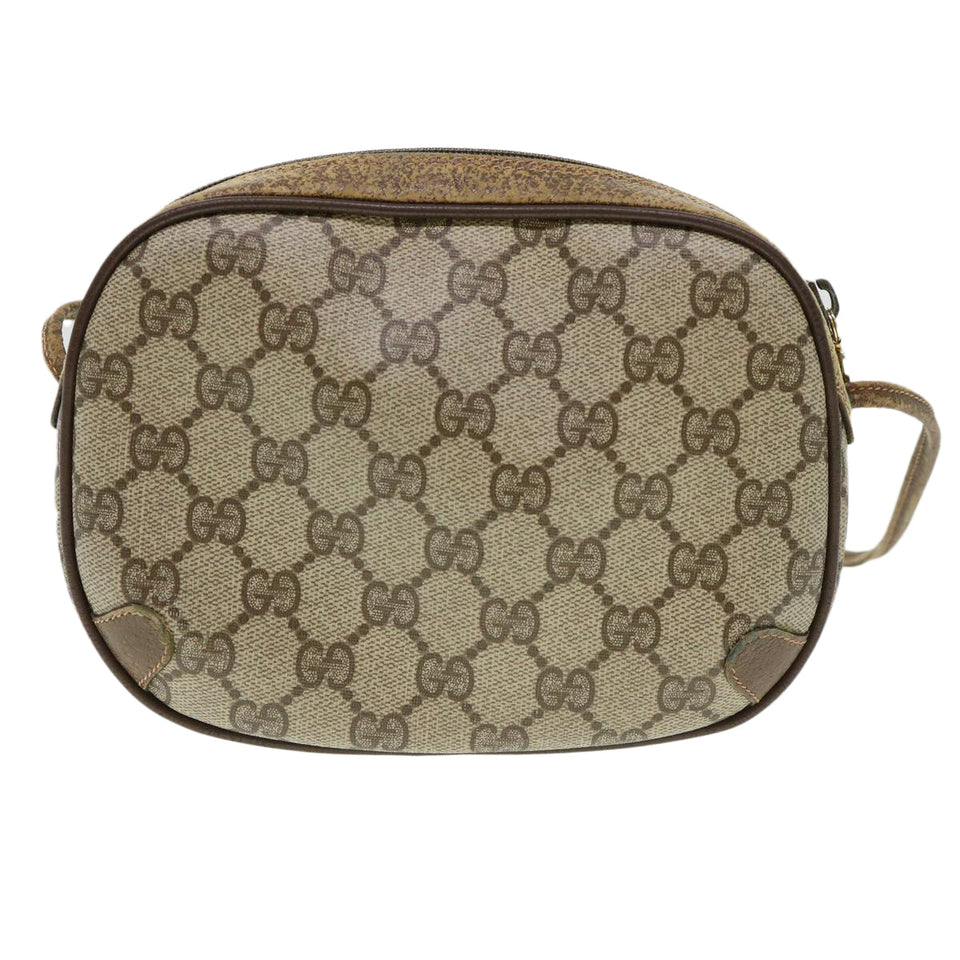 Gucci Web Sherry Line GG Canvas Shoulder Bag PVC Leather Beige Green rd4502