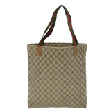 Gucci Web Sherry Line GG Canvas Tote Bag PVC Leather Beige Green Red rd4576
