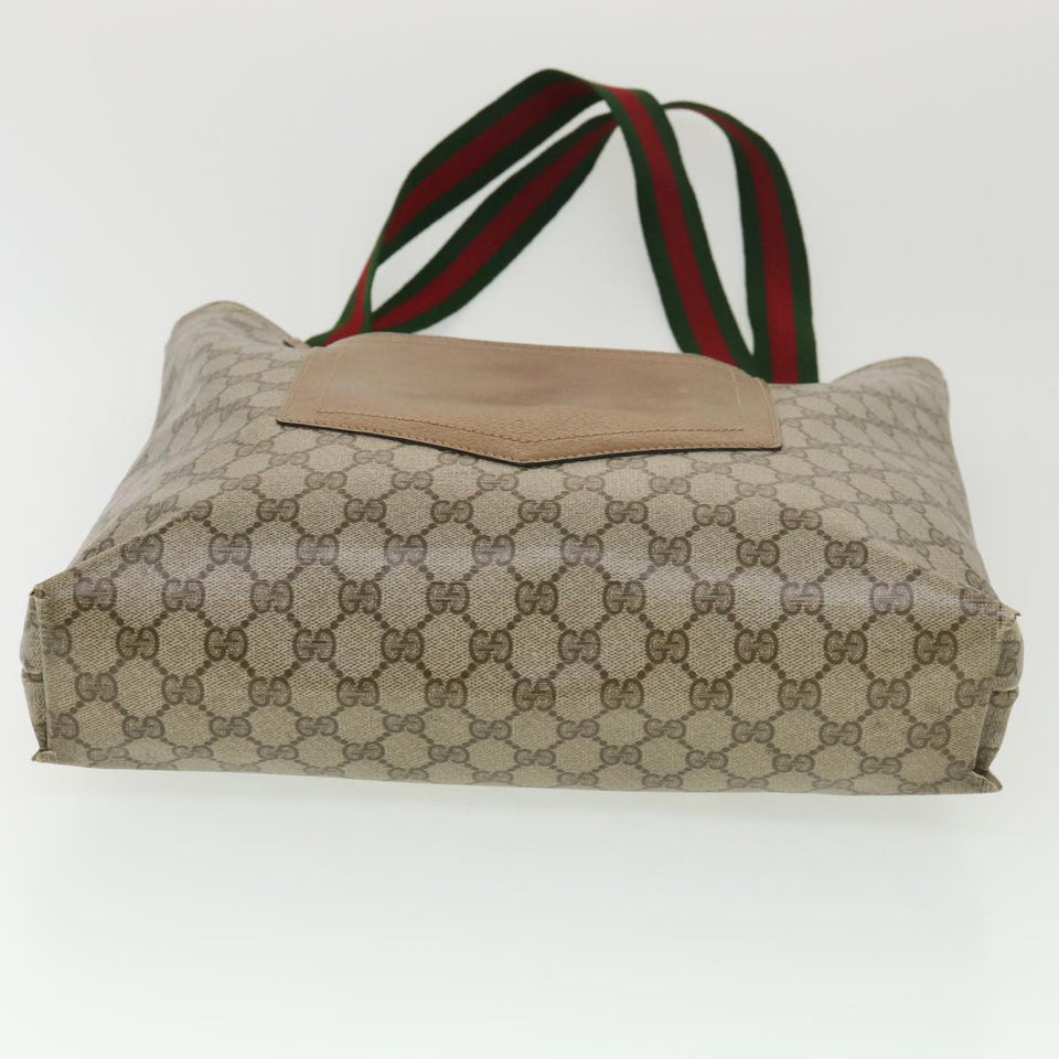 Gucci Web Sherry Line GG Canvas Tote Bag PVC Leather Beige Green Red rd4576