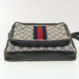 Gucci GG Canvas Sherry Line Shoulder Bag PVC Leather Gray Red Navy rd4916