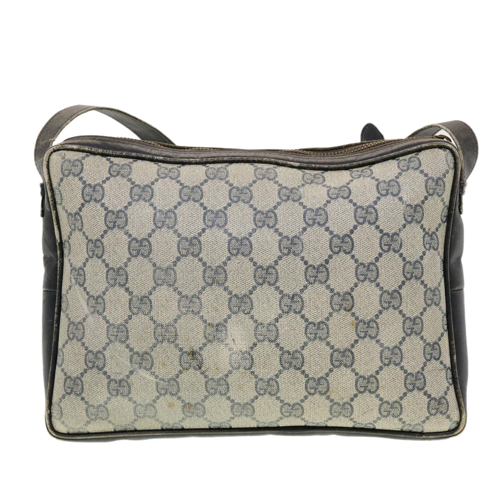 Gucci GG Canvas Sherry Line Shoulder Bag PVC Leather Gray Red Navy rd4916