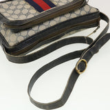 Gucci GG Canvas Sherry Line Shoulder Bag PVC Leather Gray Red Navy rd4916