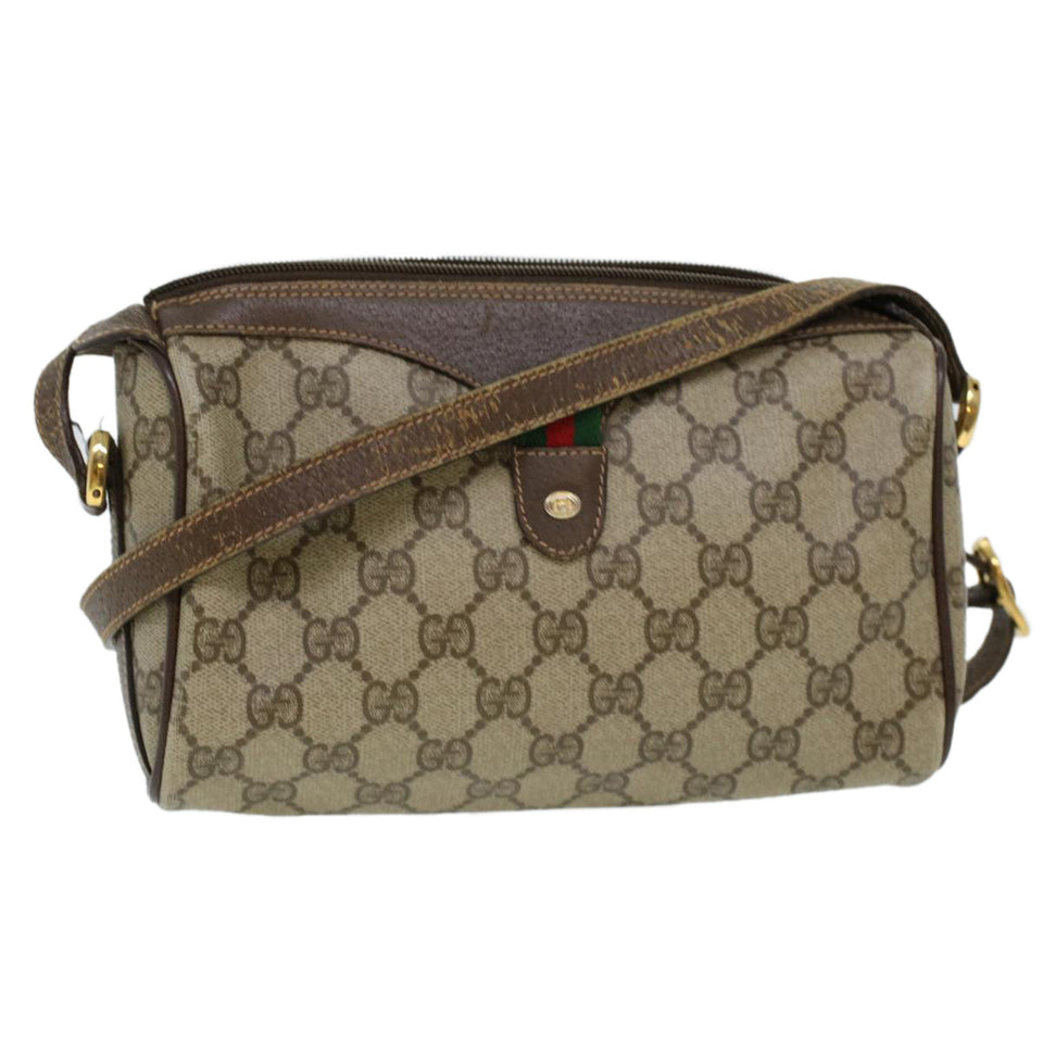 Gucci GG Canvas Web Sherry Line Shoulder Bag Beige Red 89.02.018 rd4964
