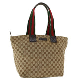 Gucci GG Canvas Web Sherry Line Tote Bag Beige Red Green 131231 rd5000