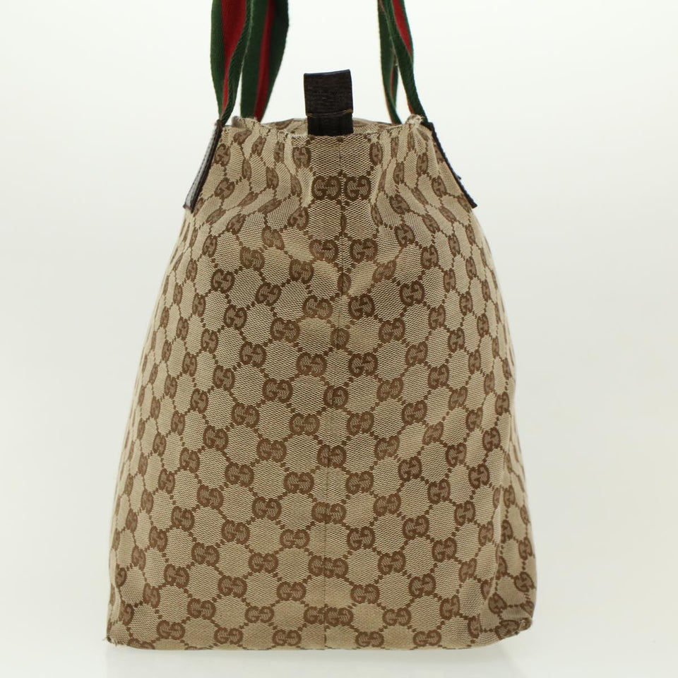 Gucci GG Canvas Web Sherry Line Tote Bag Beige Red Green 131231 rd5000