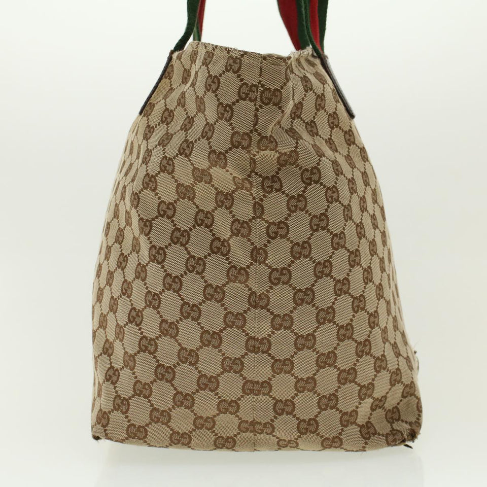Gucci GG Canvas Web Sherry Line Tote Bag Beige Red Green 131231 rd5000