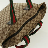Gucci GG Canvas Web Sherry Line Tote Bag Beige Red Green 131231 rd5000
