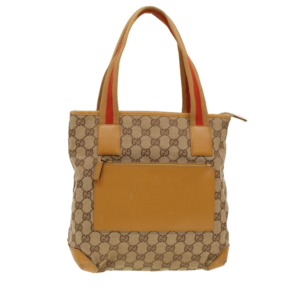 Gucci GG Canvas Sherry Line Tote Bag Beige Red 019 0402 1705 rd5046