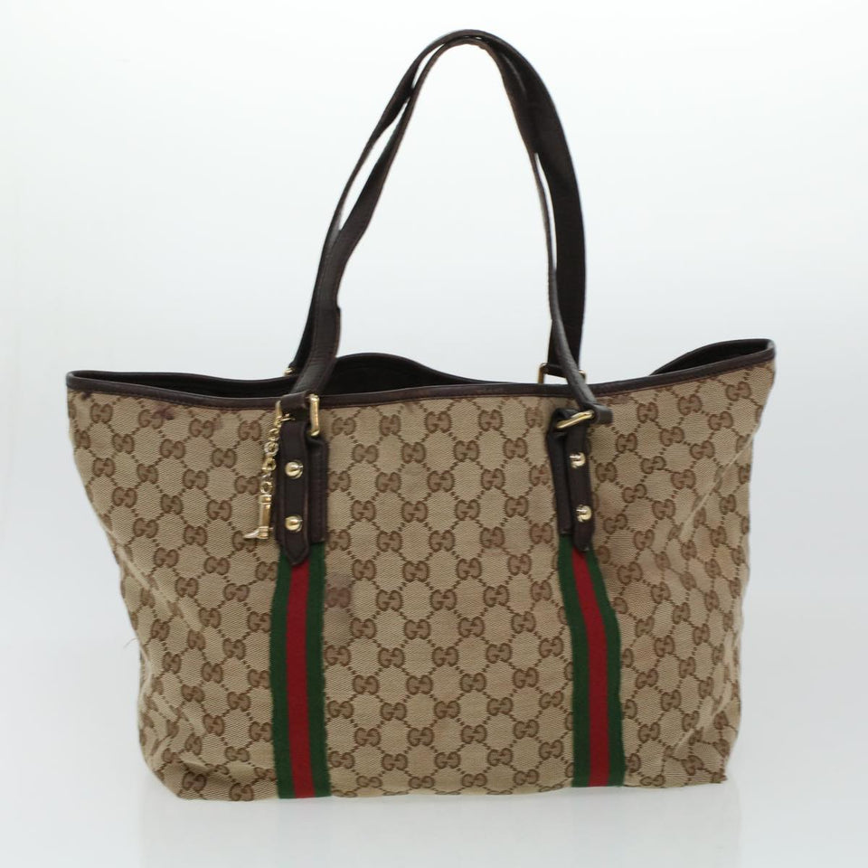 Gucci GG Canvas Web Sherry Line Hand Bag 2Set Beige Red Green rd5183