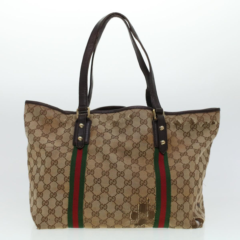 Gucci GG Canvas Web Sherry Line Hand Bag 2Set Beige Red Green rd5183