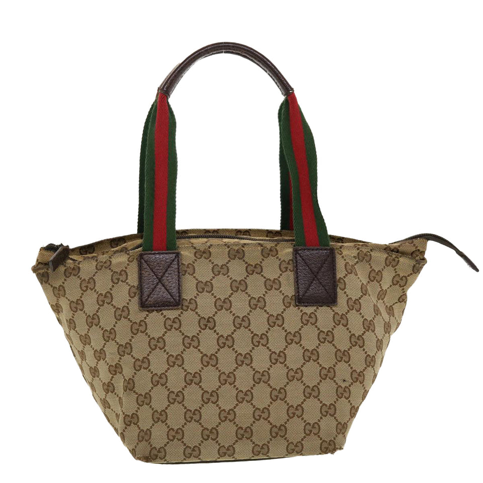 Gucci GG Canvas Web Sherry Line Tote Bag Beige Red Green 131228 rd5205