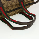 Gucci GG Canvas Web Sherry Line Tote Bag Beige Red Green 131228 rd5205