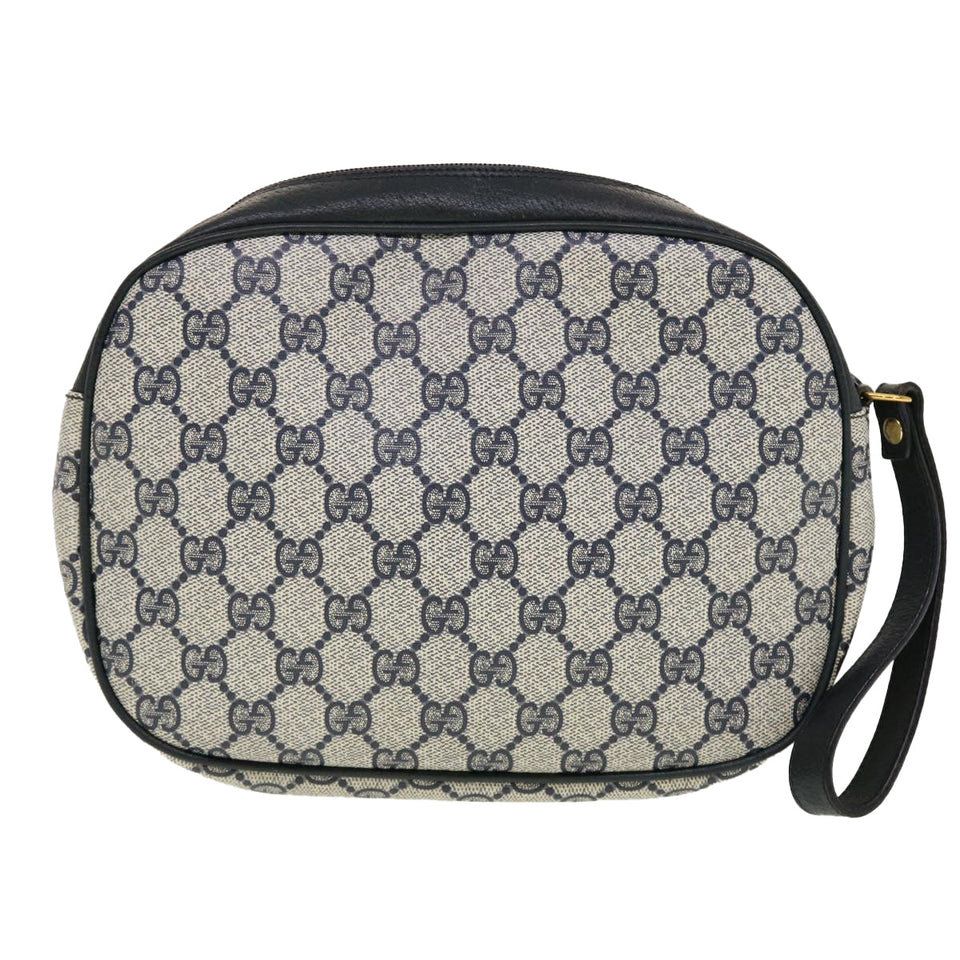 Gucci GG Canvas Sherry Line Clutch Bag Gray Red Navy 89.01.034 rd5207