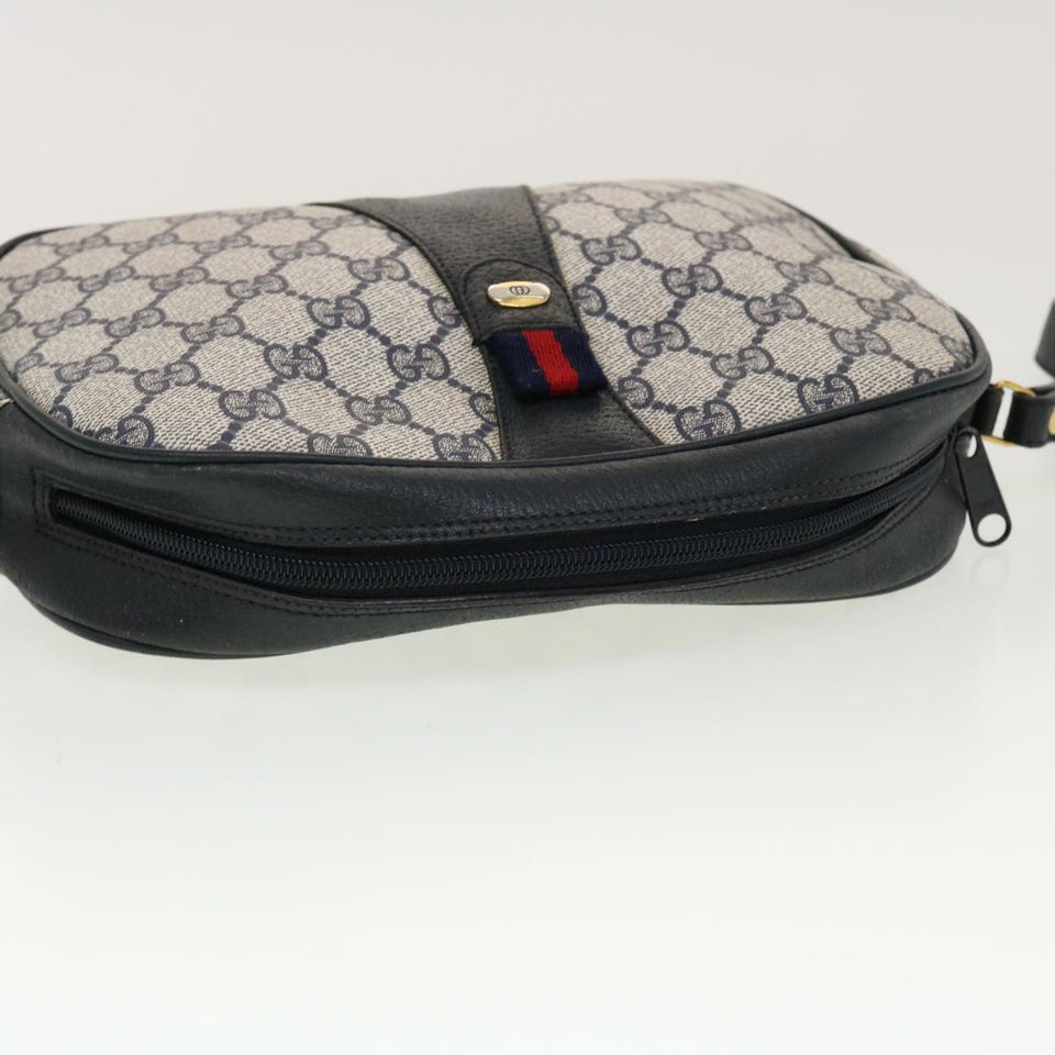 Gucci GG Canvas Sherry Line Clutch Bag Gray Red Navy 89.01.034 rd5207