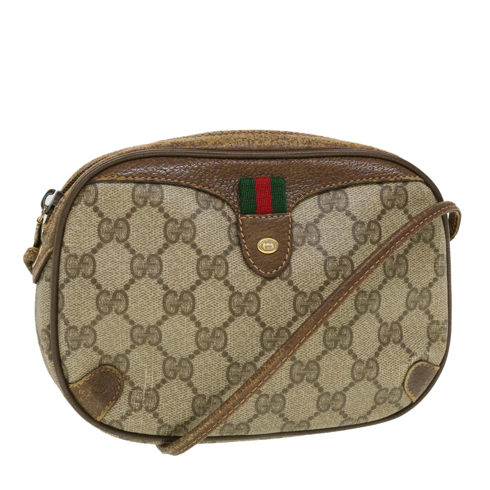 Gucci GG Canvas Web Sherry Line Shoulder Bag Beige Red 89.02.066 rd5229