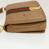 Gucci Web Sherry Line Shoulder Bag Leather Brown Red Green rd5248