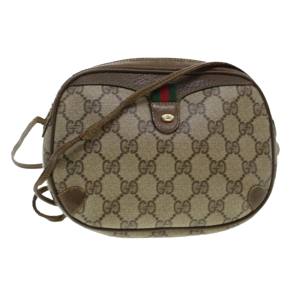 Gucci GG Canvas Web Sherry Line Shoulder Bag Beige Red 89.02.066 rd5250