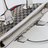Gucci GG Canvas Sherry Line Shoulder Bag Gray Red Navy 257085 rd5254