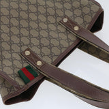 Gucci GG Canvas Web Sherry Line Tote Bag Beige Red Green 211135 rd5255