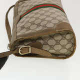 Gucci GG Canvas Web Sherry Line Shoulder Bag PVC Leather Beige Green rd5263