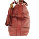 Gucci Green Carpet Challenge Fringe Bamboo Tote Bag Leather 2way Red rd707