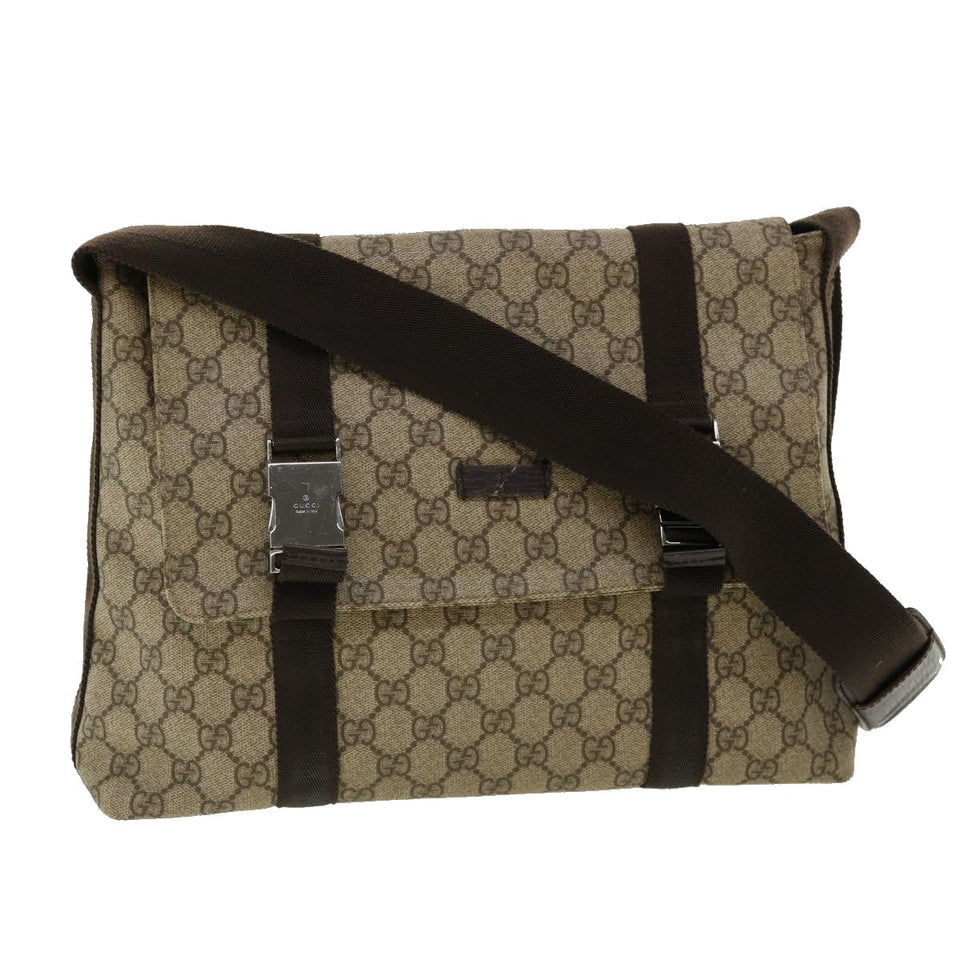 Gucci GG Canvas Shoulder Bag PVC Leather Beige ro507