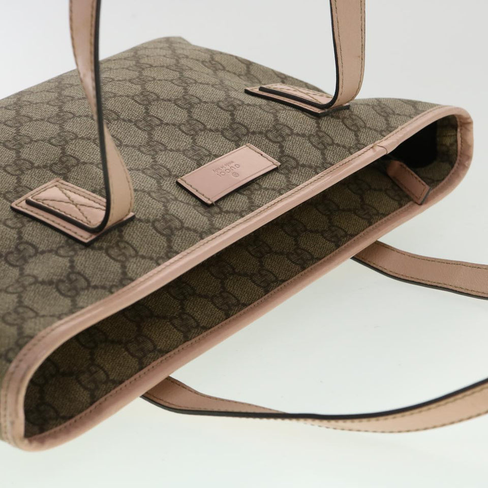 Gucci GG Canvas Tote Bag PVC Leather Beige ro554