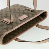 Gucci GG Canvas Tote Bag PVC Leather Beige ro554