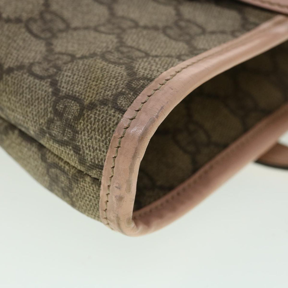 Gucci GG Canvas Tote Bag PVC Leather Beige ro554