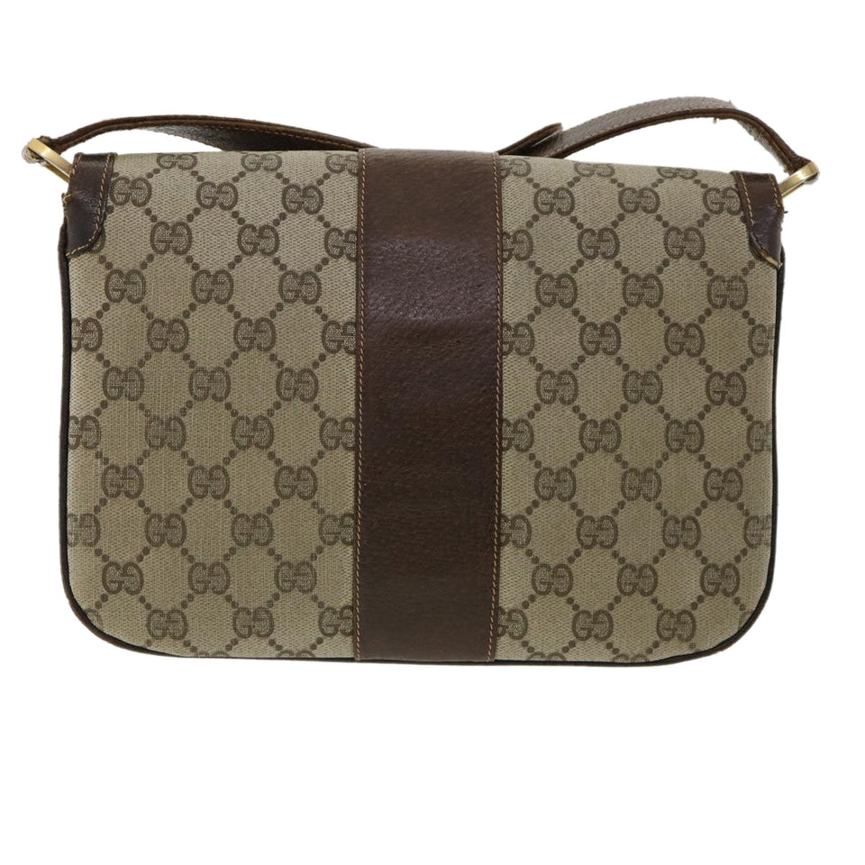 Gucci GG Canvas Shoulder Bag PVC Leather Beige ro555