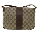 Gucci GG Canvas Shoulder Bag PVC Leather Beige ro555