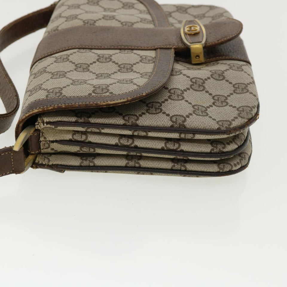 Gucci GG Canvas Shoulder Bag PVC Leather Beige ro555