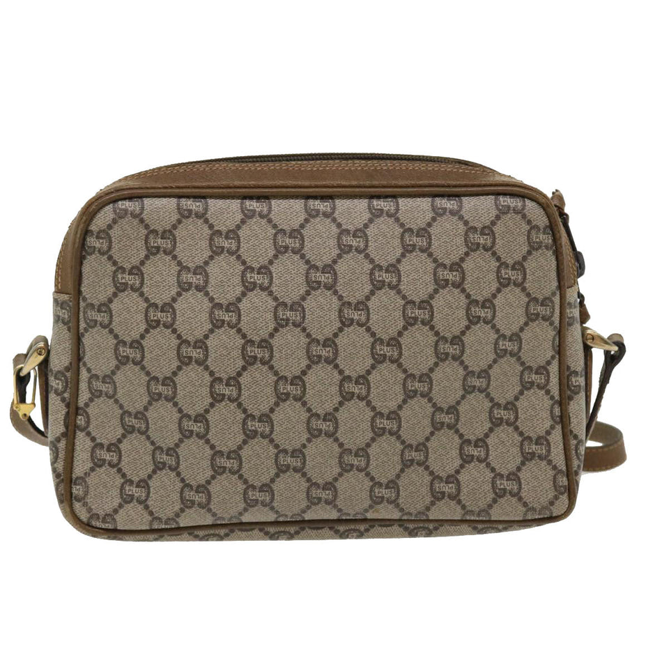 Gucci GG Plus Canvas Shoulder Bag PVC Leather Beige ro789