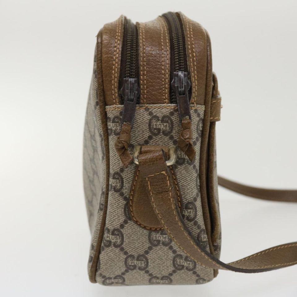 Gucci GG Plus Canvas Shoulder Bag PVC Leather Beige ro789