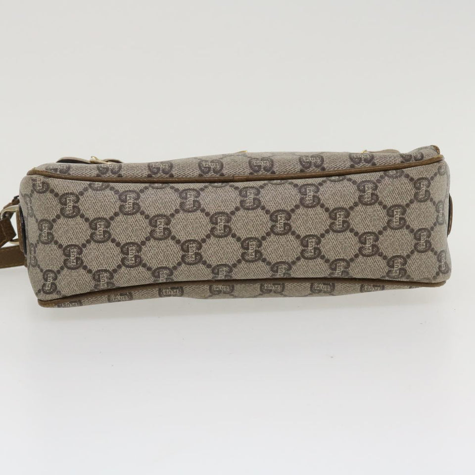 Gucci GG Plus Canvas Shoulder Bag PVC Leather Beige ro789